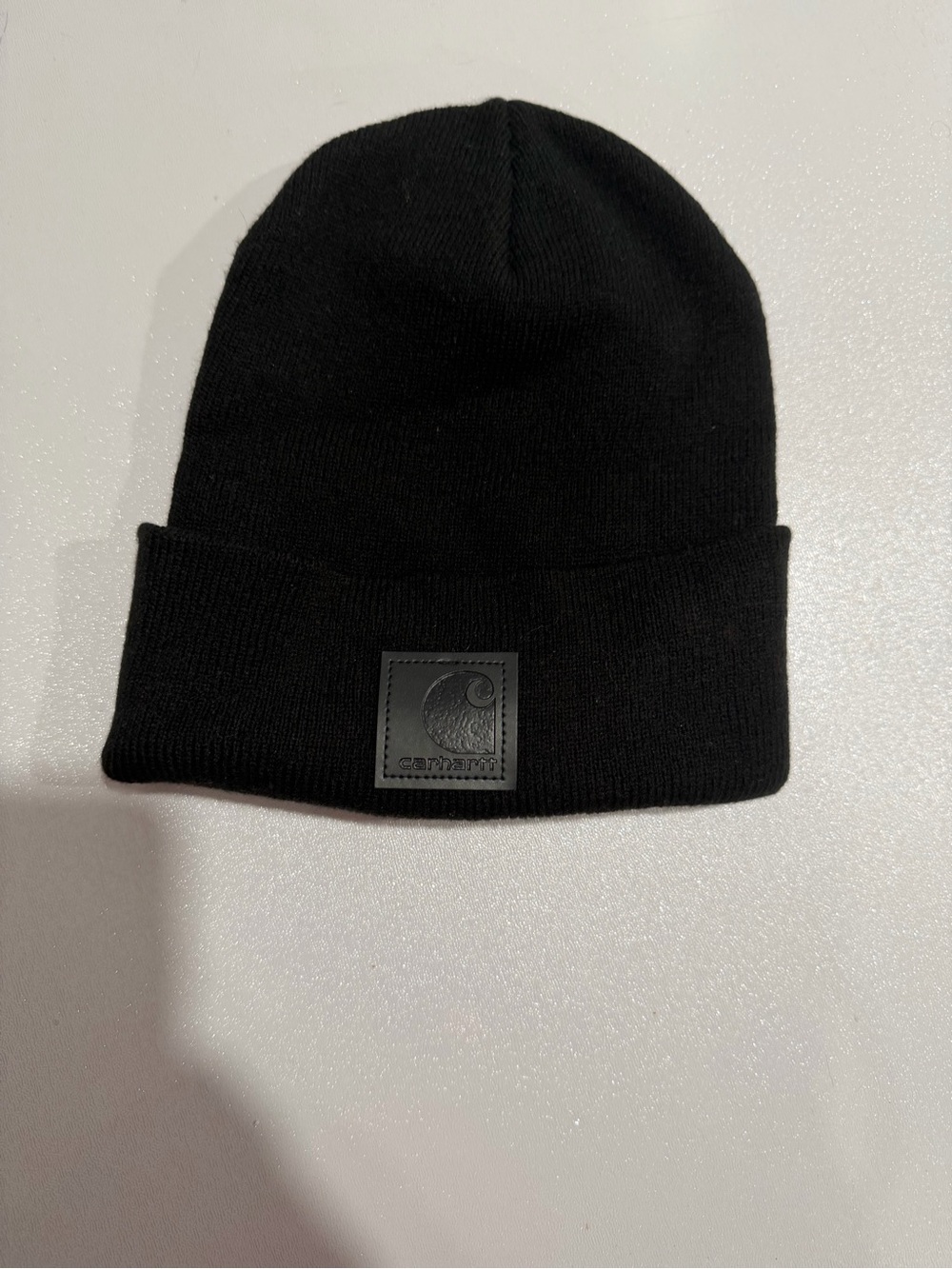 Carhartt Black Knit Cuffed Beanie with Logo Patch